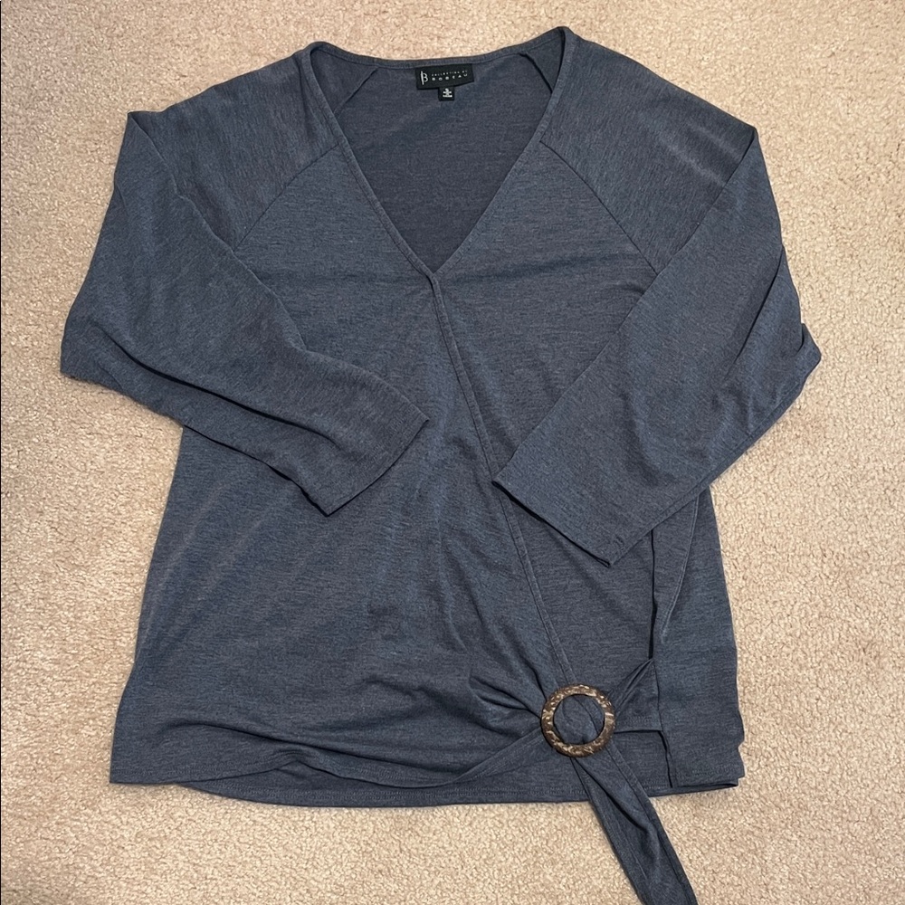 Bobeau Charcoal Gray Knit Top